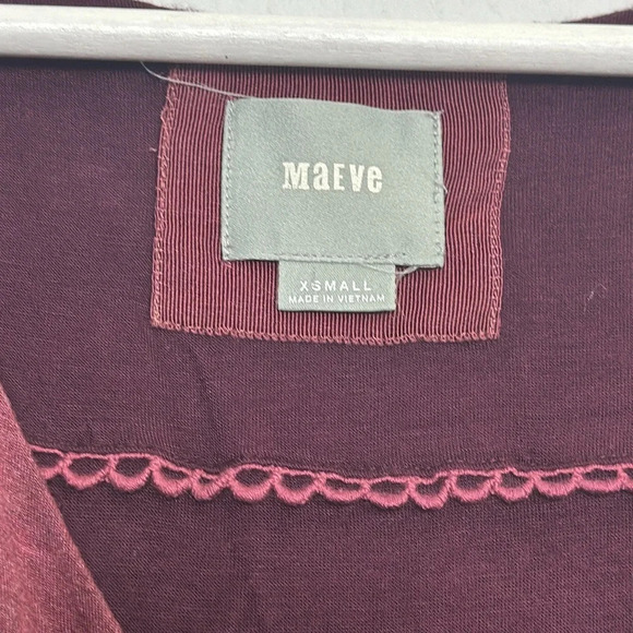 Maeve Anthropologie Galena Burgundy Jersey Knit Midi Dress Womens Size XSmall - Picture 7 of 13